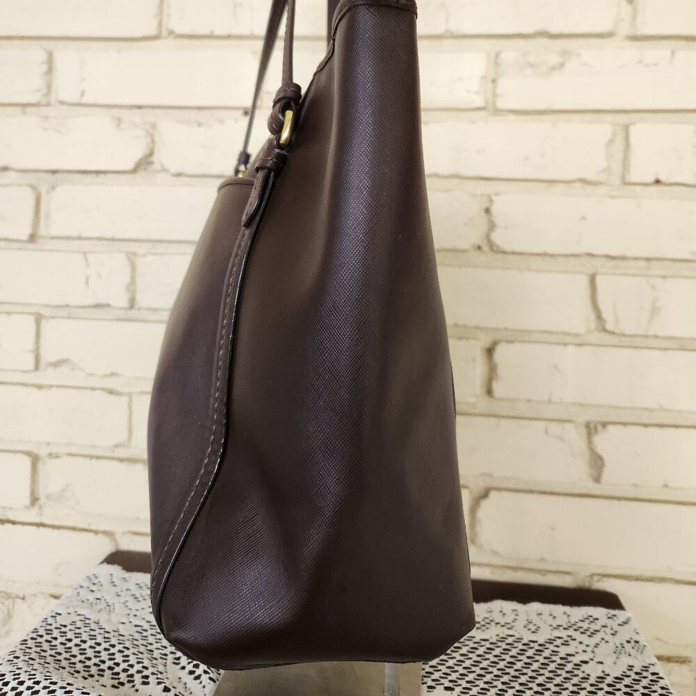 Euc Coach Brown Saffiano Leather Shoulder Bag Tote Purse - Picture 6 of 16